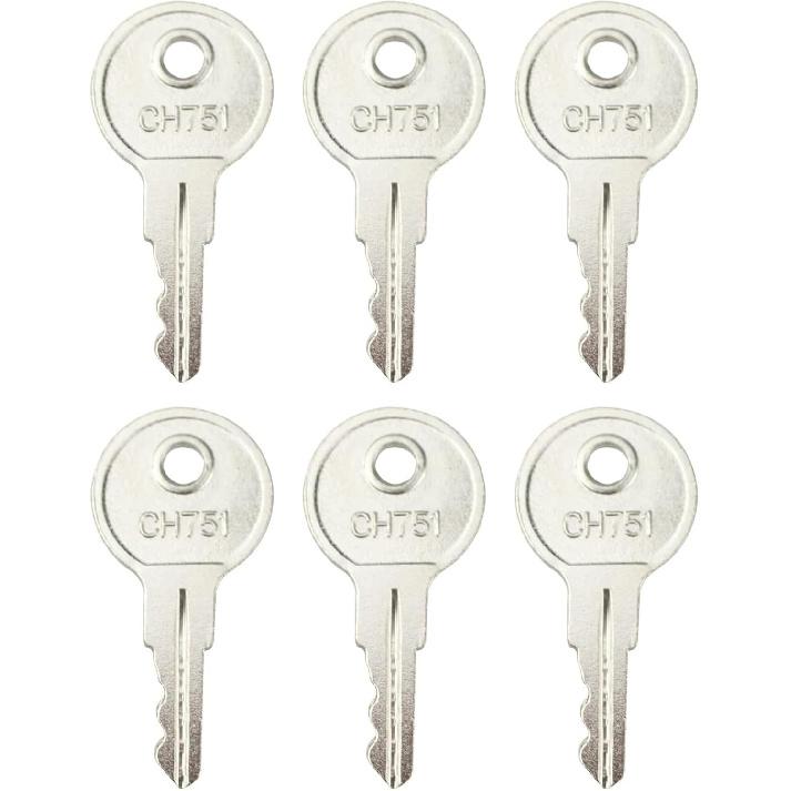 CH751 Key Universal Keys Replacement for RV Compartments Campers Storage Cabinets Door Lock T-Handles Tool Boxes Pickup Shells (Pack of 6)