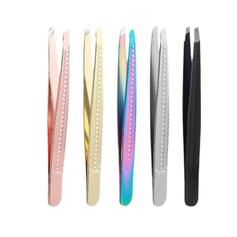 Stainless Steel Eyebrow & Beard Tweezers for Shaping, Plucking, and False Eyelash Application