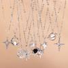 Exquisite Y2K Silver Color Crystal Sun Moon Star Necklaces for Women Korean Temperament Clavicle Chain Jewelry Gifts