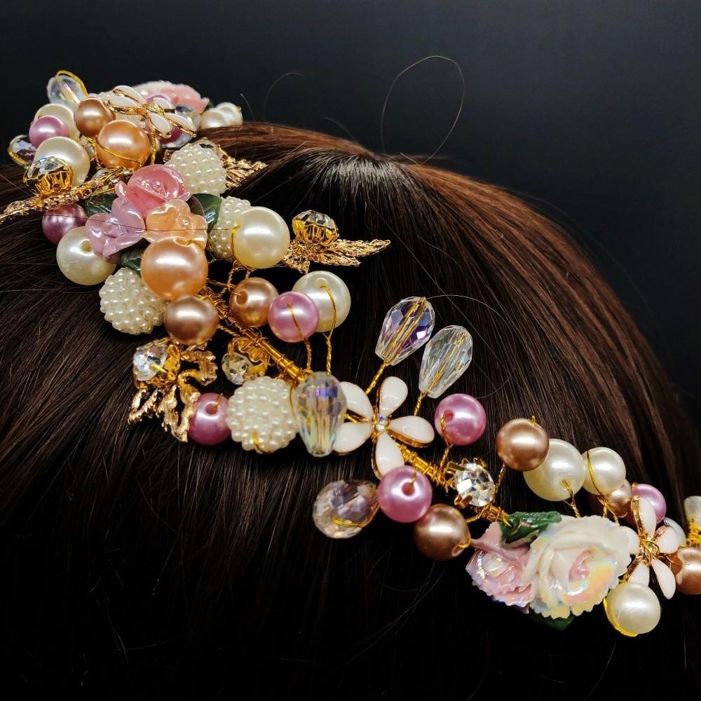 Rhinestone Princess Crowns Gold Color Bride Tiaras Simple Flower Crown  Wedding
