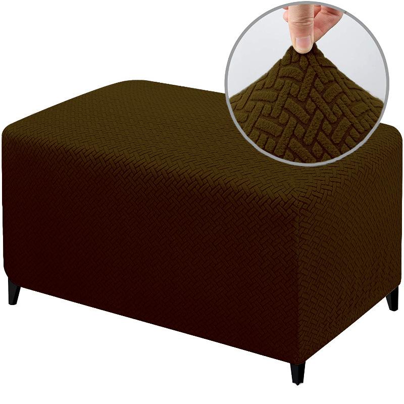 

Elastic Ottoman Stool Cover Stretch Polar Fleece Footstool Cover All-inclusive Rectangle Ottoman Chair Slipcover Living Room S