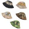 Flower Decor Wide Brim Summer Bucket Hat Crochet Floral Fisherman Hats for Women Skin-friendly Hats Large Brim Cap