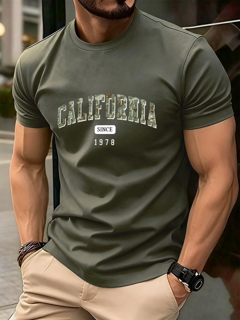 California Dal 1978 Stampa Uomo Maglietta Cotone Estate Girocollo Manica Corta Top Oversize Morbida Maglietta Casual Abbigliamento Maschile