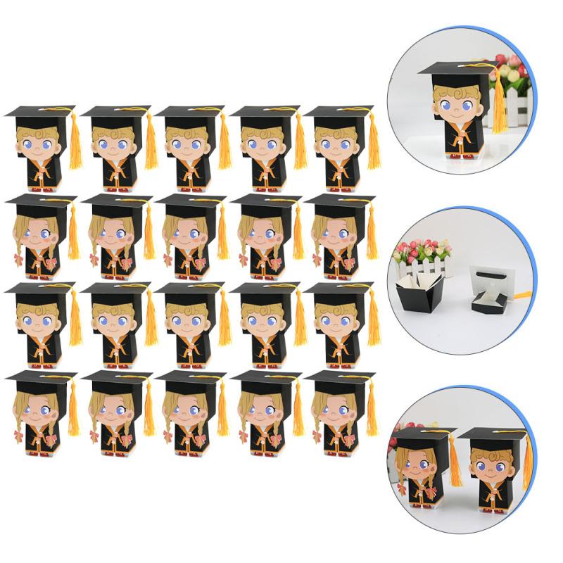 20 Pcs Graduation Candy Box Party Favor Containers Boxes Paper Case for Banquet Cases Small Gift Cap Candies