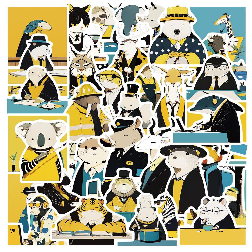 Sada samolepek divoké zvěře: Los, Alpaka, Panda & Lev