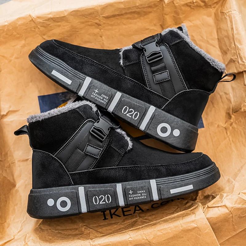 

Winter Boots for Men Add Velvet Loafers Warm Men s Sneakers Sports and Leisure Shoes for Men Casual Sneaker Wear-resistant New 44 чёрный