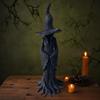 Halloween Witch Statue Tree Root Witch Figurine Sculpture Desktop Witch Decor Ornament Resin Home Office Party Decoration