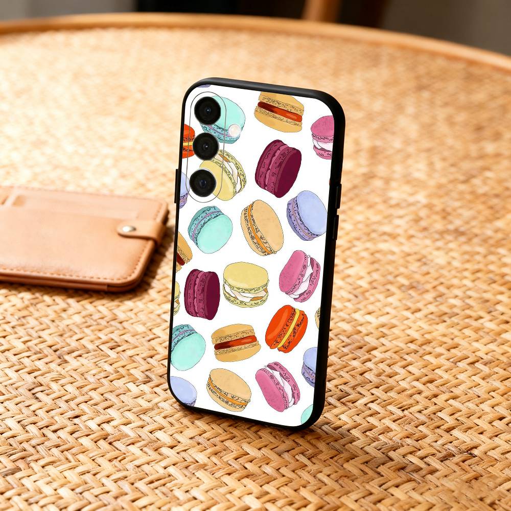 

Yummy Macaron Colorful Phone Case For Samsung A73,72,71,53,52,51,22,91,80, Soft Black Cover Samsung a12