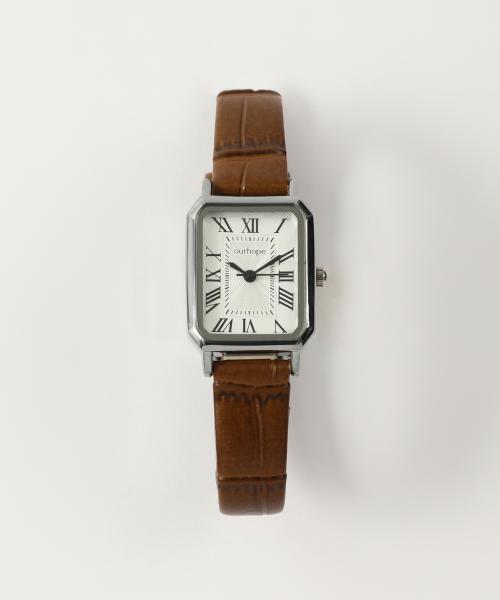 [Ourhope] Ourhope Square Classic Leather Watch - Brown Brown / FREE