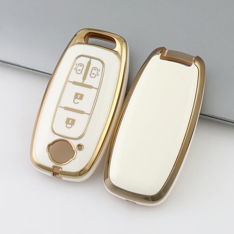 Nissan Car Key Cover - Gold Edge Protective Shell with Full Wrap and Buckle