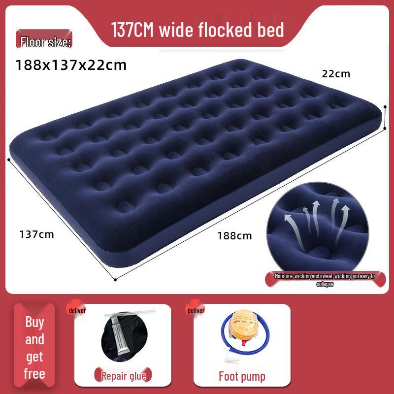 Inflatable Plush Mattress - Single/Double Foldable Floor Bed for Home Use