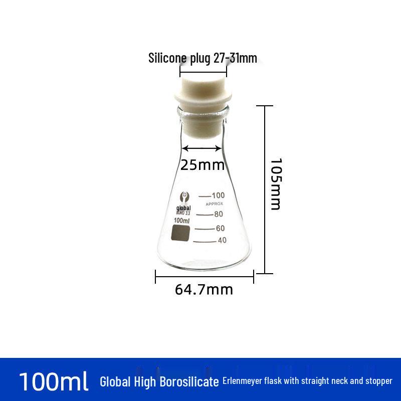 Heat-Resistant Thick Glass Triangular Flask with Silicone Stopper