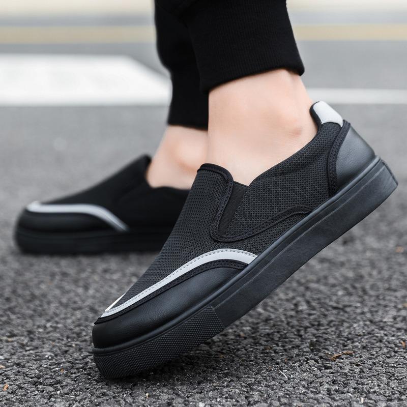 Fashion Men's Canvas Shoes Breathable Mesh Casual Shoes Comfort Loafers Classic Vulcanized Shoes for Men Slip-On Driving Shoe Sneakers