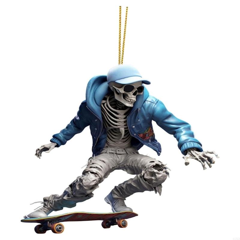 62KD Cool Skeleton Figurines Halloween Skul Pendant Car Ornament Cool Skul Statue Large Ball Decorations Ceiling