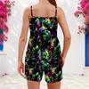 Women Plus Size Printed Scoop Neck Strappy Tank Top Shorts Two Piece Set