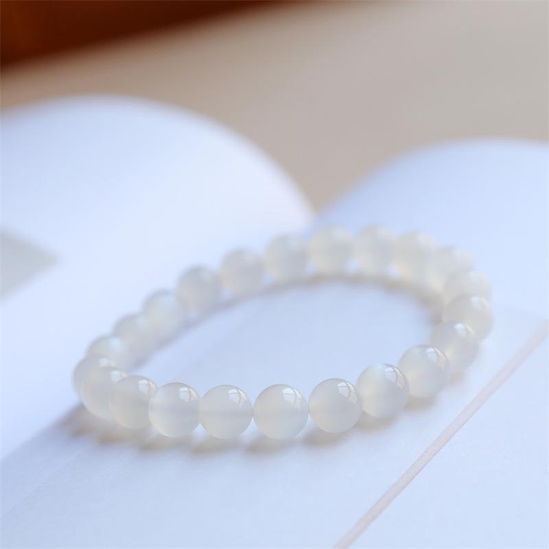 

White Lover Handmade Collection Natural Cream White Moonstone Bracelet Unique Product【8mm Sing