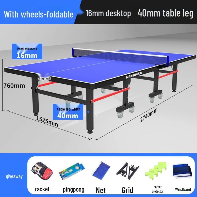 Folding Indoor Standard Size Movable Table Tennis Table with Free Shipping