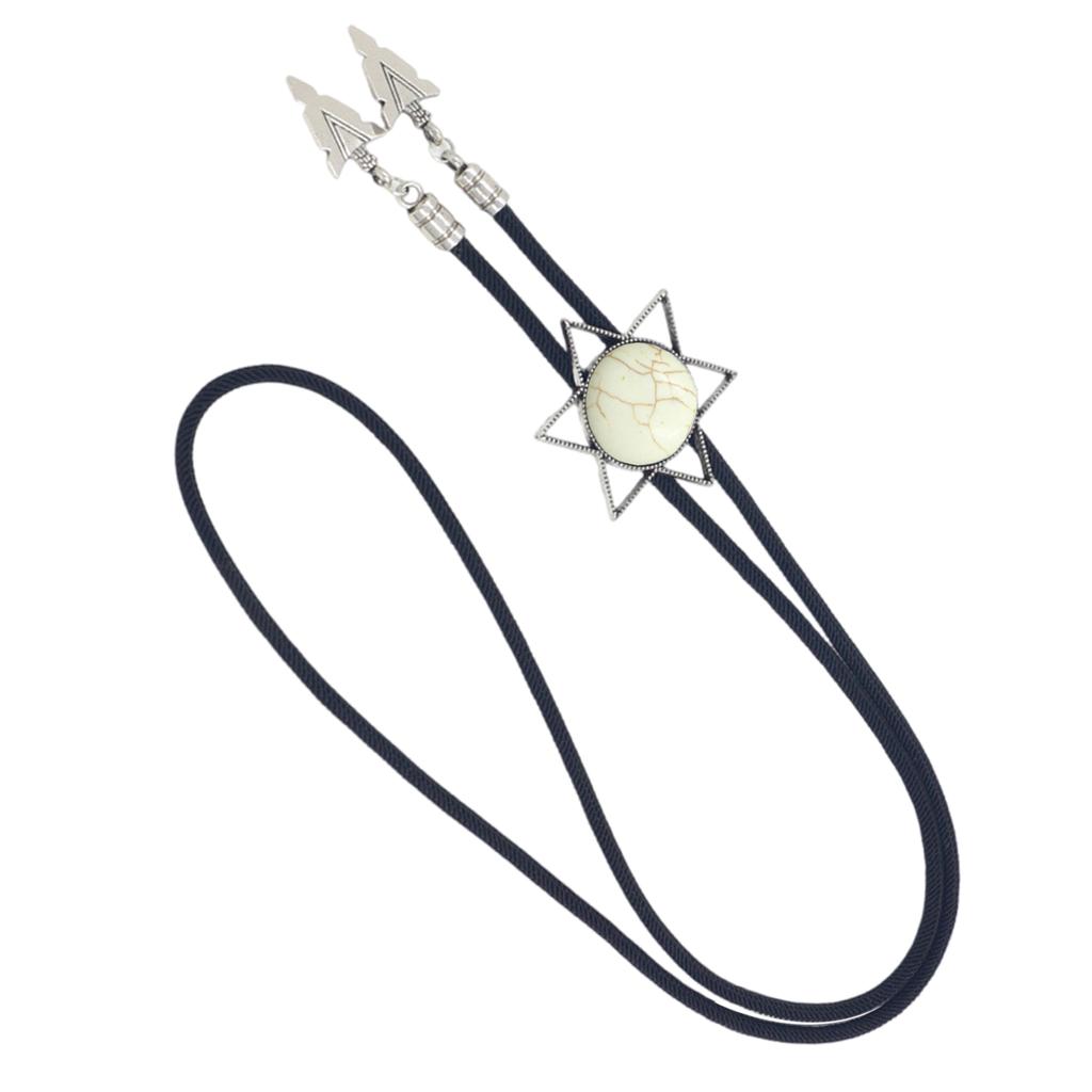 Vintage Western Cowboy Bolo Tie Hexagram Stone Necktie Punk Lariat Necklace Costume Accessory Bolo Tie Western