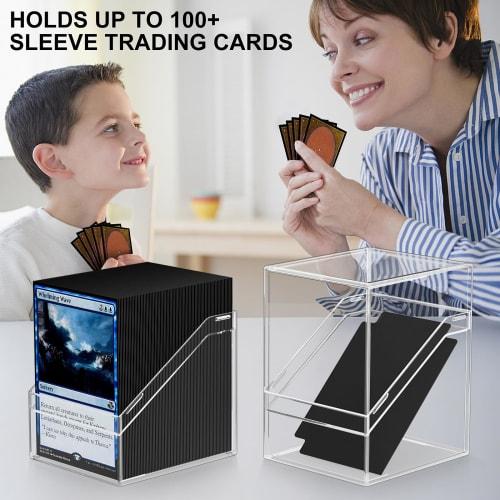 Mlikero Card Deck Case, 6-Pack Acrylic Commander Deck Box, Holds Over 100 Sleeved Cards, Includes 6 Dividers, Clear Card Storage Box for MTG, TCG, and