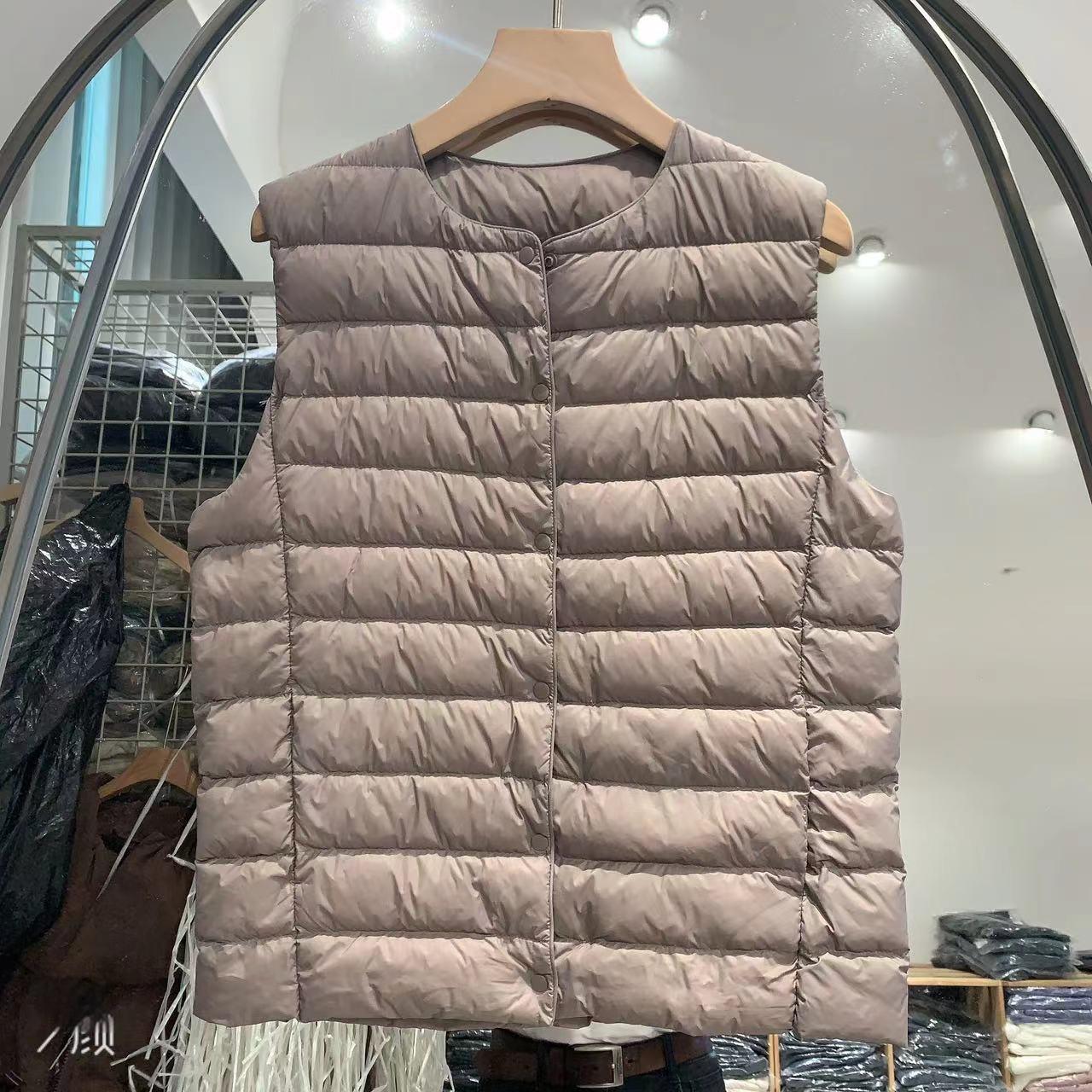 

Женская куртка-пуховик без рукавов весна-зима женский белый утиный пух ультралегкий упаковываемый теплый жилет с подкладкой 2XL хаки