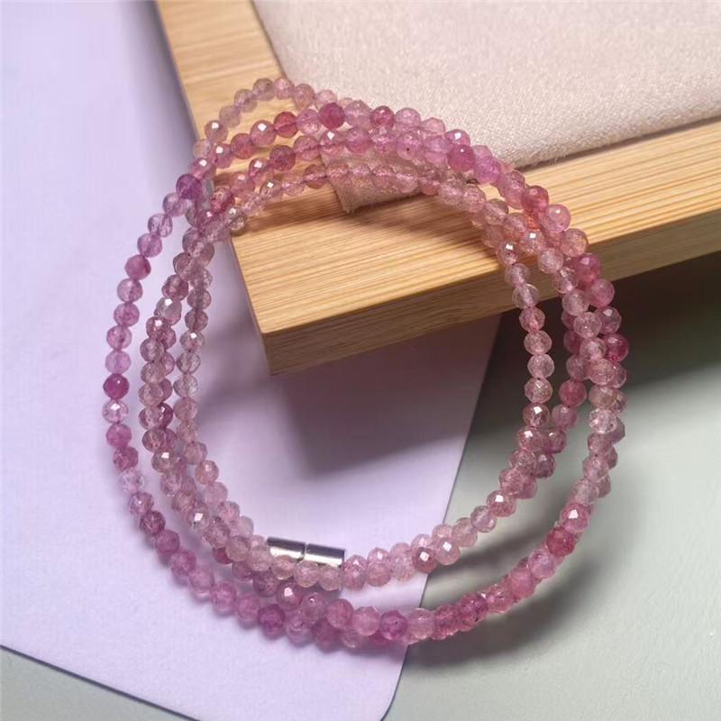 Natural Powder Tourmaline Garnet Cut Multi-Circle Bracelet Olivine Gray-Blue Moonlight Necklace Multi-Purpose Long Chain