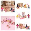 Pink Miniature Furnishings Wooden Dolls Wood Furnitures Gift Dollhouse Furniture Set  Doll