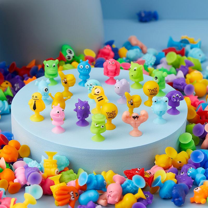 10PCS/Lot Small Monster Suction Miniature Home Office Desk Decoration Ornament Various Colors Creative Silicone Sucker Model ZYF