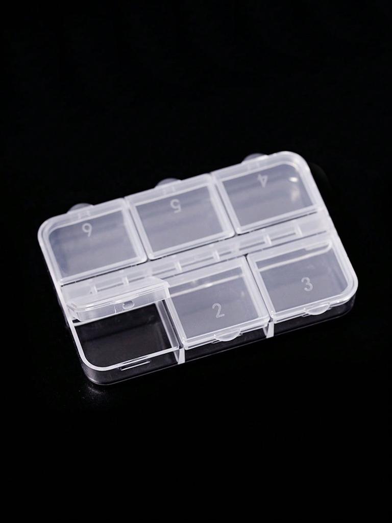 1pc Empty Clear Plastic Organizer Box 6/7/12/24Grids Plastic Box Y2K Nail Art Rhnestone Storage /Container Tool
