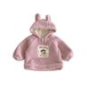Children's 2025 Winter Hooded Fur Sweater: Cute Girls' Korean Style Thick Pullover with Patch Applique.