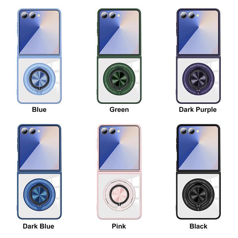 Samsung Z Flip7/6/5 360° Rotating Magnetic Wireless Charging Drop-Proof Clear Case