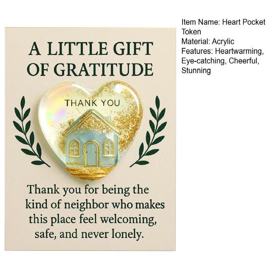Thank You for Being The Kind of Neighbor Gift Little Heart Pocket Hug Token with Inspirational Card Appreciation Gifts for Neighbors
