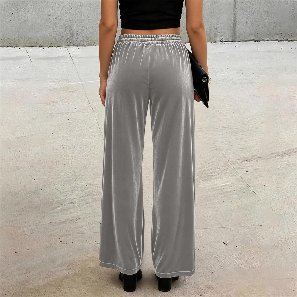 Damen Samt Casual Hose Lockerer Schnitt Elastischer Bund Kordelzug Lounge Hose Geeignet für den Alltag und zur Entspannung zu Hause
