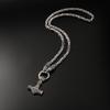 European & American Retro Viking Hammer Pendant Necklace: Stainless Steel Chain, Trendy Fashion Accessory
