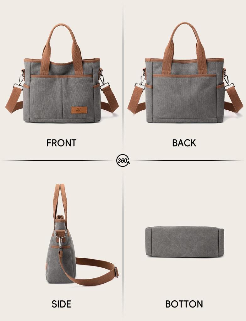 FEOYA Canvas Tote Bag, Perfect for Commuting, School, and More. Large Capacity, Lightweight, with Long Strap. Stylish, Plain, Cute, and