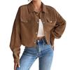 2025 A/W Women's Slim Corduroy Zip-Up Polo Collar Jacket