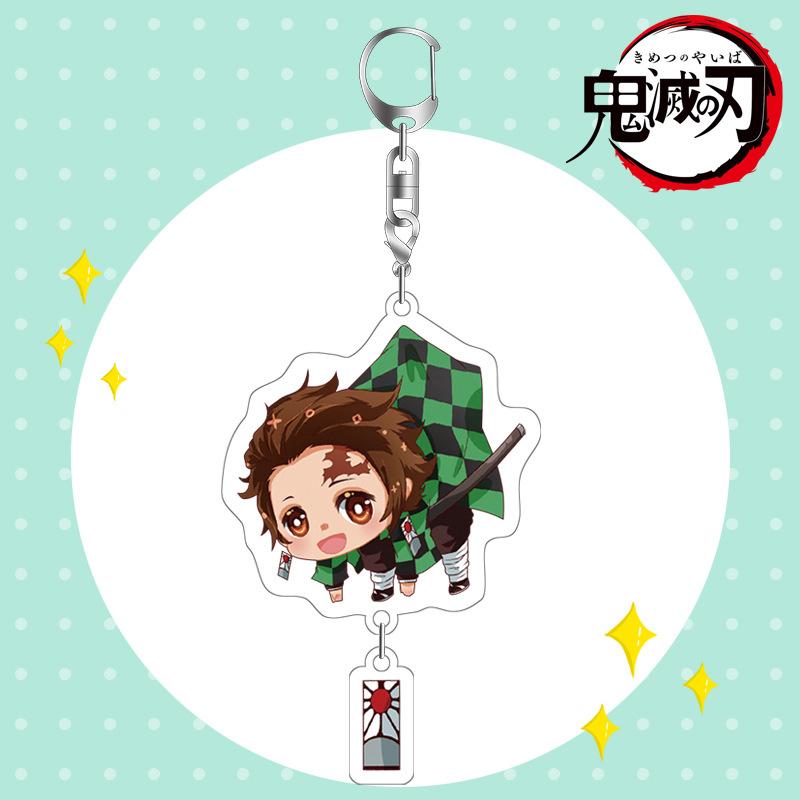 Demon Slayer Acrylic Keychain Tanjiro Nezuko Anime Double Sided Key Ring Accessories for Cosplay Set Gift Fans
