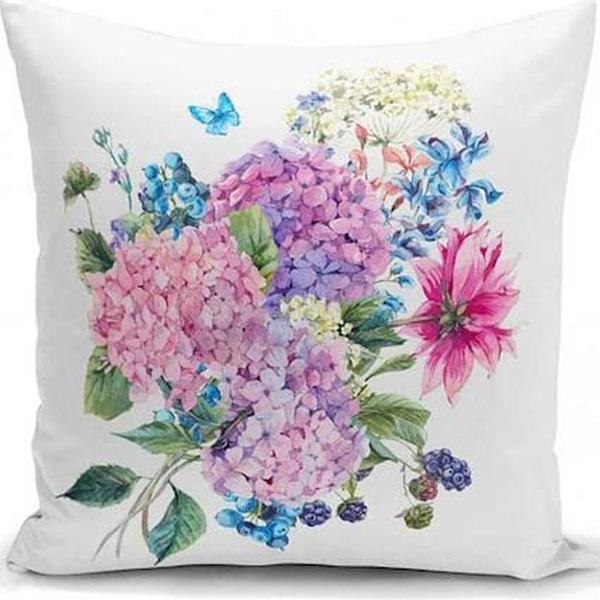 Plant and Flower Hydrangea Printed Linen Pillowcase Home Sofa Living Room Bedroom Pillowcase