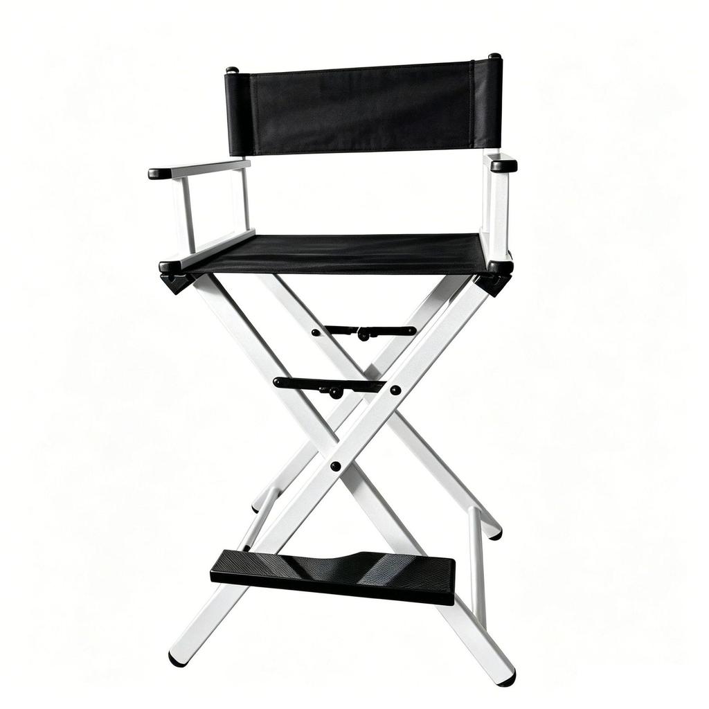 Foldable Aluminum Makeup Chair with Pillow, High Back, Outdoor Portable Hairdressing Chair
