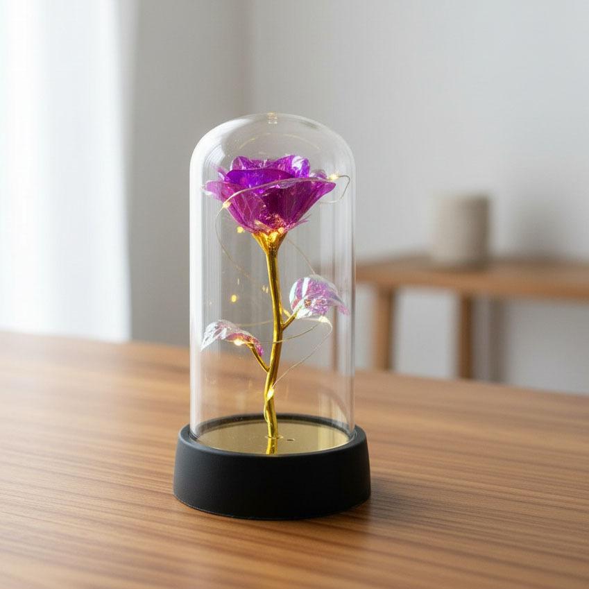 Valentine's Day Gift Rose Immortal Flower Glass Cover Night Light Qixi Festival Mother's Day Christmas Creative Ornament