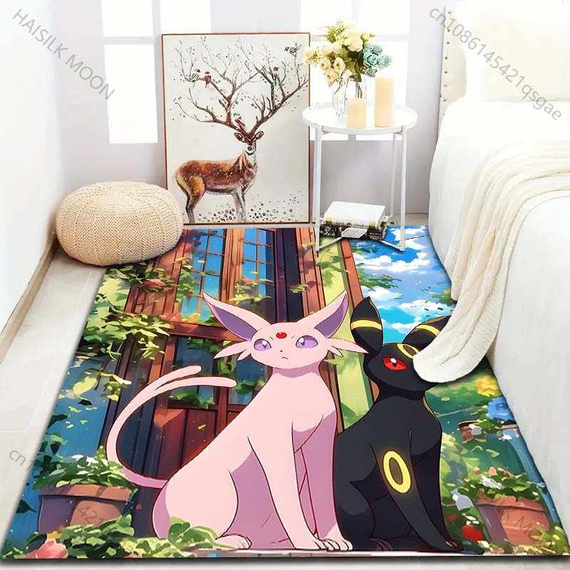 Multiple Sizes Pokemon Umbreon and Sylveon Print Carpet for Living Room Bedroom Kid's Room Home Decor Non-slip Mat Area Rug