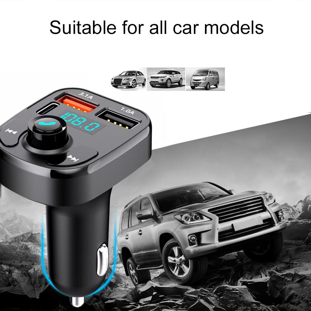Multifunctional Dual USB Port Car Charger Wireless Bluetooth 5.0 FM Transmitter Music Adapte Hands-Free Car Kit Radio Receiver
