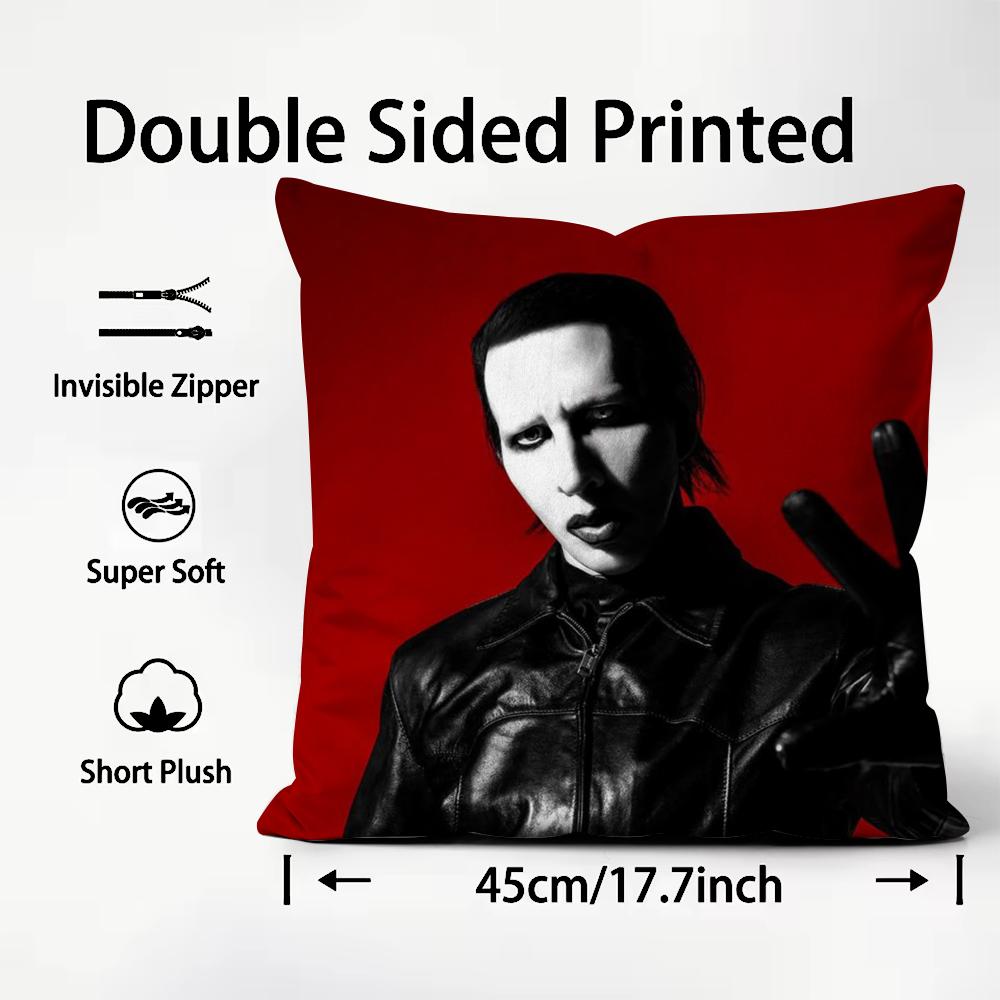 Singer MMarilyn MManson Cushion Cover Plush Fabric Soft DoubleSided Printed Sofa Warm Winter Home Child Gift Pillow Case