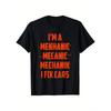Men'S Black Cotton T-Shirt with Car Mechanic Slogan & Auto Repair Phrases - "I'm a Mechanic, I Fix " Heat Transfer Print, Short Sleeve Round Neck