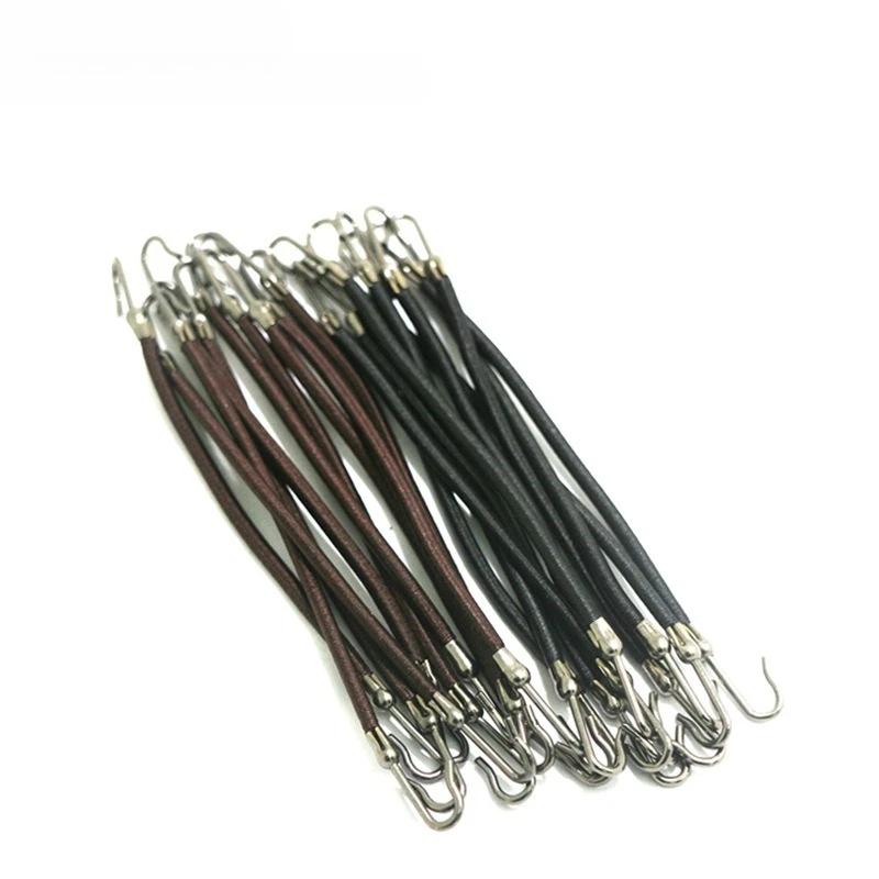 10Pcs Women's Hair Styling Tools Long Thick Curly Hair Bands Rubber Elastic Hair Gum With Hook Ponytail Holder Bungee