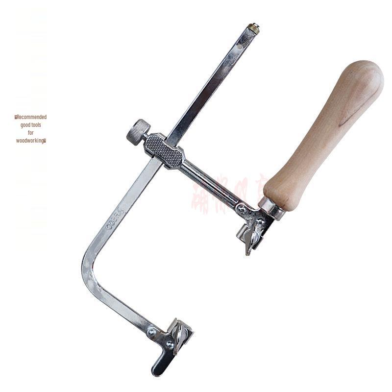 Compact U-Shaped Adjustable Hand Saw with Wooden Handle - High-Quality Steel Frame for Carving and Crafting