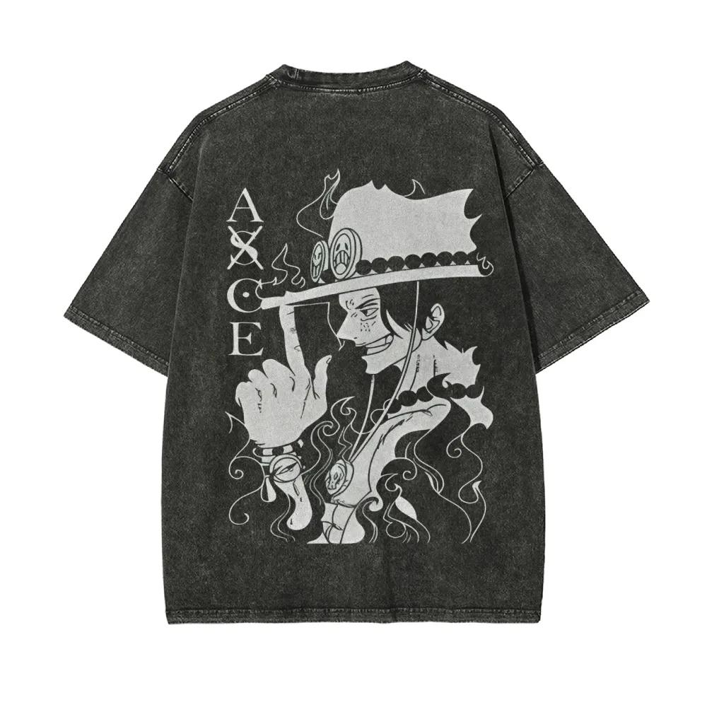 One Piece Roronoa Zoro Three Swords Printed Tshirt Mens and Womens Washed Tshirt High Quality Vintage Cotton Tshirt Tops
