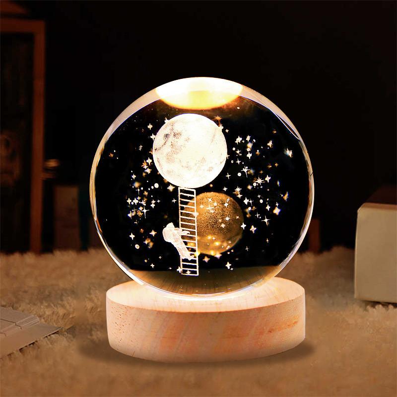 Crystal Ball Night Light With Deer Glass Material Resin Craft Gift Unique Novelty