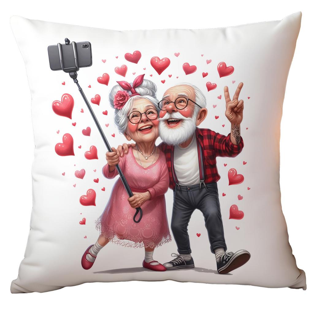 New Valentine's Day Pillow Cover Fun Watercolor Valentine's Day Old Couple Push Cover Home Cushion Cover
