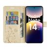Hülle für Xiaomi Redmi Note 14 Pro 5G (nicht für 4G) Schutz Kunstleder Stoßfest Gold Schmetterling Blumenmuster