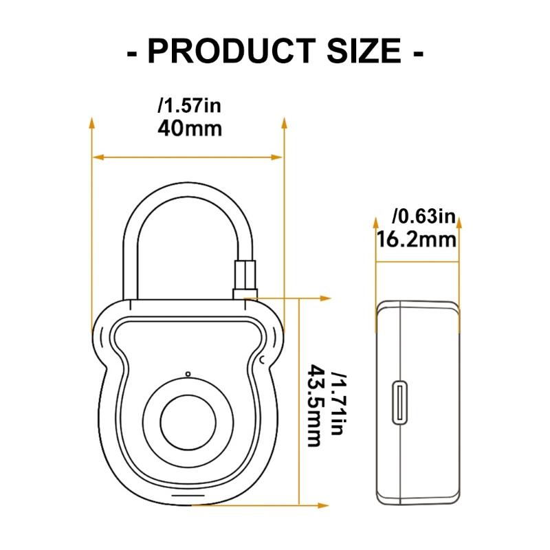 Outdoor Luggage Intelligent Fingerprint Lock Waterproof Rechargeable Padlock Outdoor Keyless Security Lock Enduring